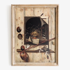 Cornelis Norbertus Gijsbrechts - Trompe l&#39;oeil with Studio Wall and Vanitas Still Life art print, Museum-quality Fine Art print