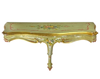 Antique Venetian Console Table, Italian Hand Painted Console Shelf