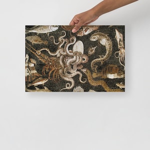 Mosaic of marine life art print, Pompeii Roman Mosaic Art print