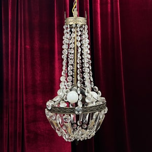 Antique Crystal Empire Chandelier, French Light Fixture, Bronze Chandelier
