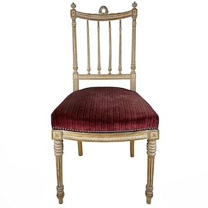 19th Century Swedish Gustavian Carved wood Accent Chair with velvet seat