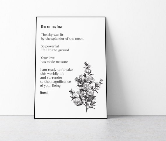 Defeated By Love By Rumi Poem Print Wedding Poem Print Love Etsy