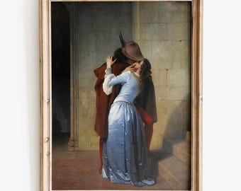 フランチェスコ・アイエツ作「接吻」1859年 美術館品質 手描き油彩複製