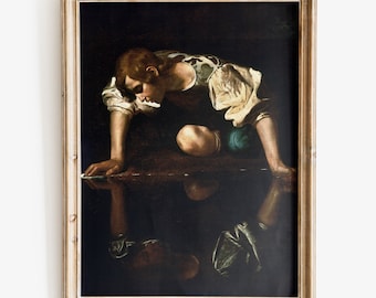 Caravaggio - Narciso, Impresión de Bellas Artes, Arte Barroco