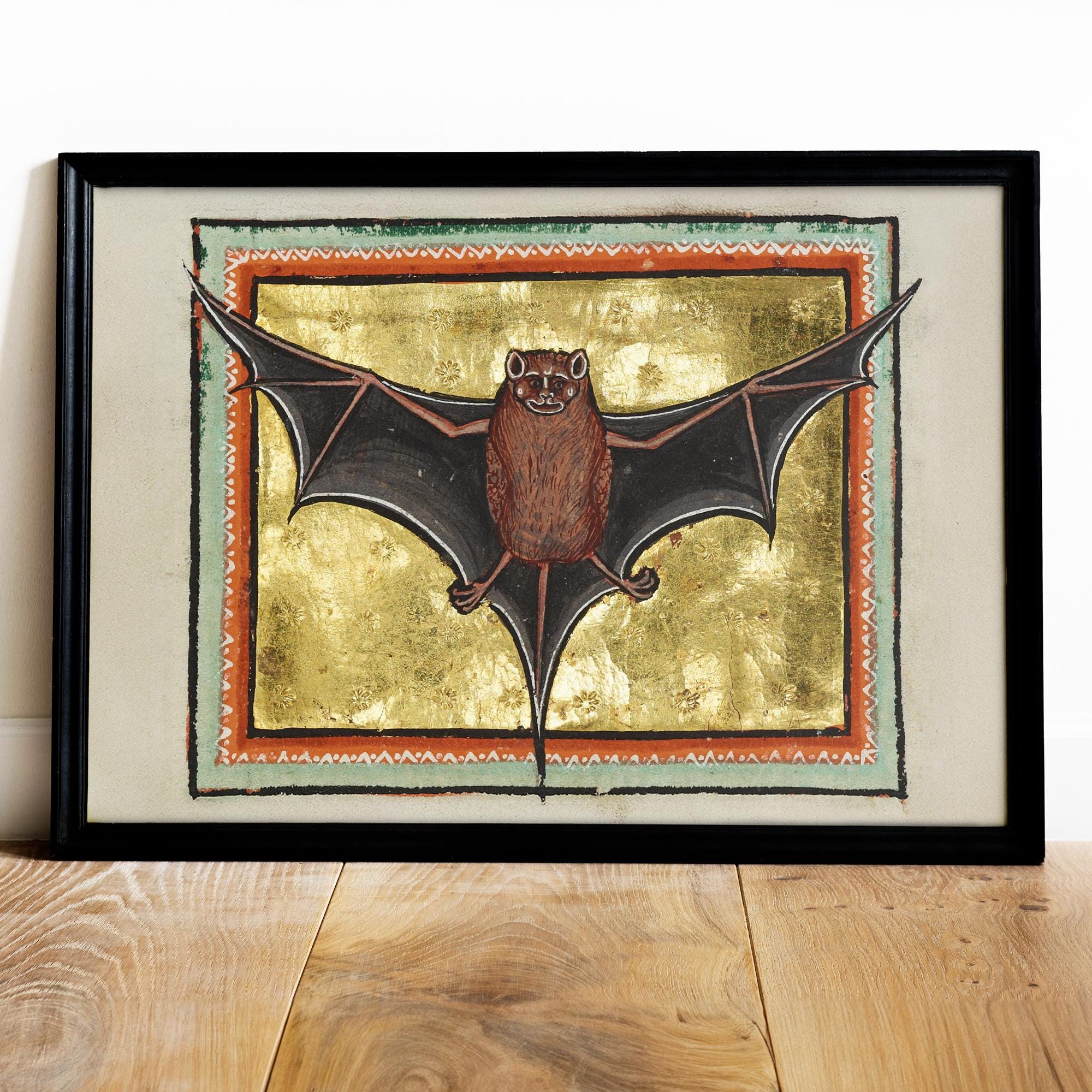 Weird Medieval Bat Art Print, Medieval Weird Art, Medieval Marginalia ...