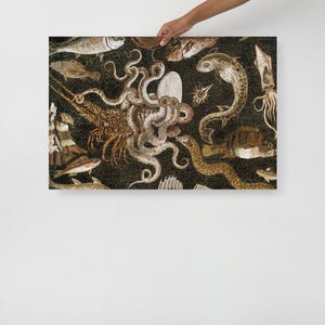 Mosaic of marine life art print, Pompeii Roman Mosaic Art print