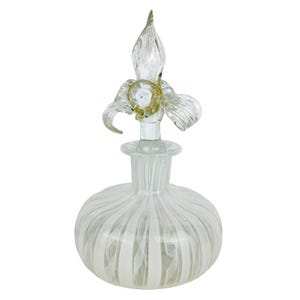 Vintage Murano Parfümflasche mit Band Latticino Glas, venezianische Murano Parfümflasche
