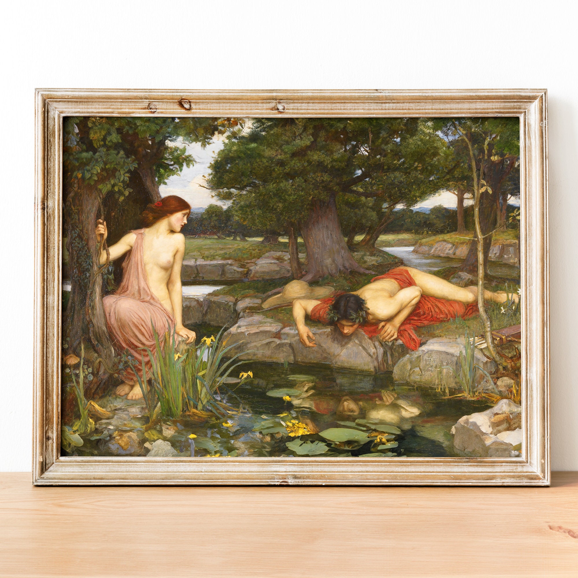 John William Waterhouse - Echo and Narcissus art print, Fine Art Print