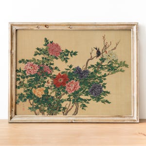 Japanese Peonies and Birds art print, Museum-quality fine Art print, Japanese wall art