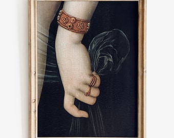 Dark Aesthetic Art Print, antikes Gemälde Detail, Stimmungsvolle Wandkunst, Renaissance Kunst,