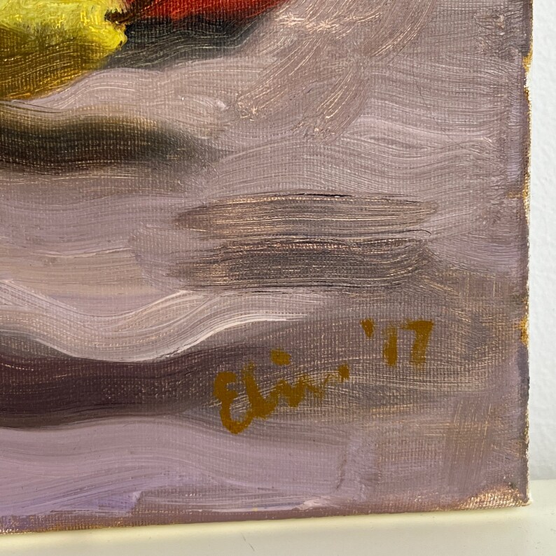 Pintura al óleo original, Pintura de bodegones con peras, Pintura al óleo pequeña imagen 5