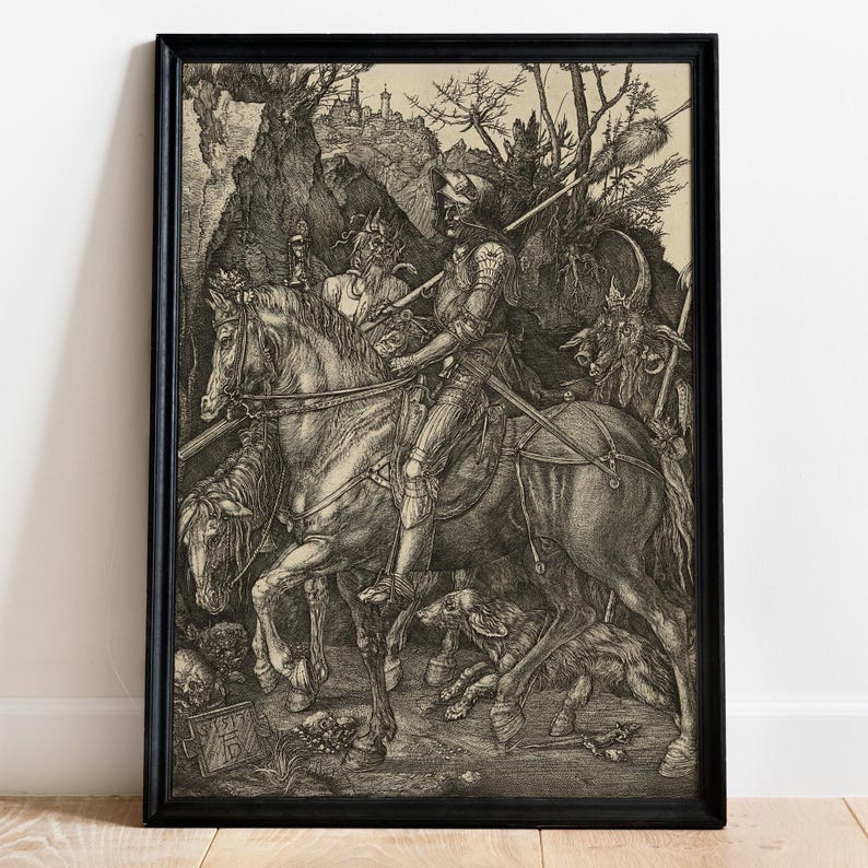 Albrecht Dürer - Knight, Death and the Devil Art Print, Gothic Wall Art ...