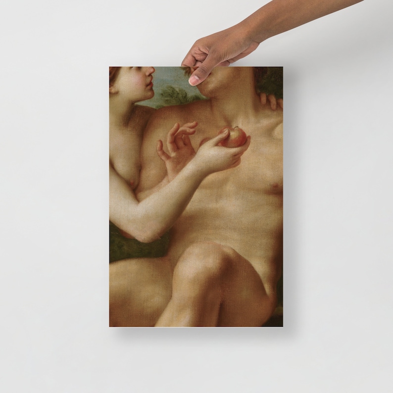 Adam and Eve Art Print, Antique Painting Detail, Sensual art, Moody Wall Art, Dark Academia art