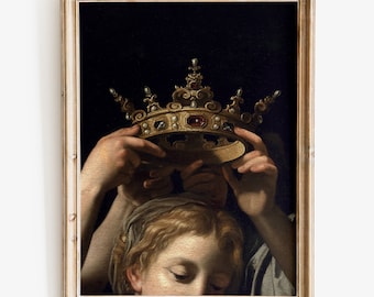 Stampa d'arte barocca, arte della parete lunatica, ritratto alterato, arte femminista, stampa d'arte di qualità museale