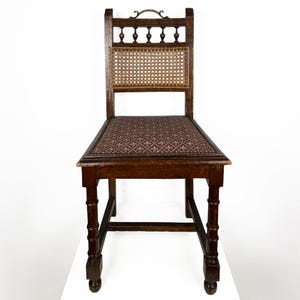 Antike Henry II Eiche Stuhl, Rattan geschnitzter Holz Beistellstuhl