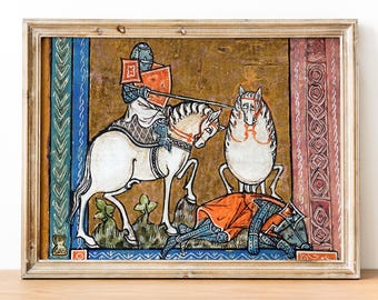 Weird Medieval Egg-horse Art Print, Medieval weird art, Medieval marginalia