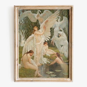 Walter Crane - The Swan Maidens art print, Fine Art print, Art nouveau print