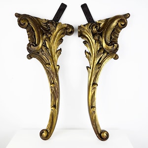 Pair of Antique Salvaged Console Legs, Gilt Wood Carving fragments, Architectural Salvage, Italian Antique Salvage Decor