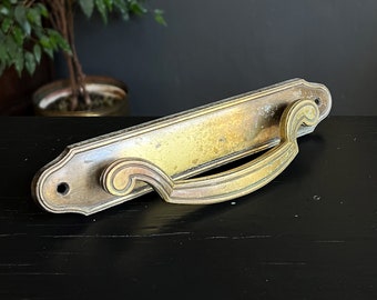 Antique Brass Door Pull, Salvaged Door Handle, Antique hardware