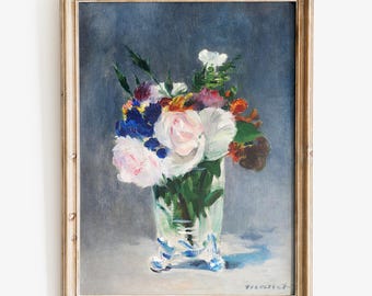 マネ展ポスター、エドゥアール・マネ作「クリスタルの花瓶の花」、静物