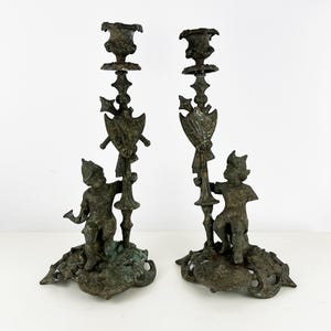 Antique pair of Salvaged Candlestick Holders, Decorative objects