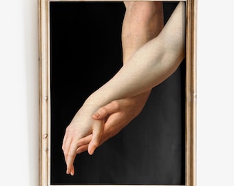 Impresión artística de manos de amantes, arte mural renacentista, arte melancólico