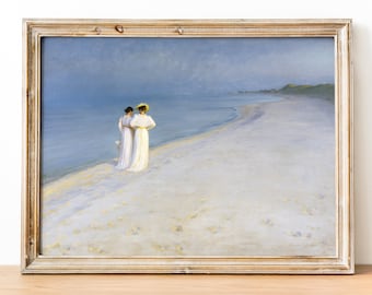 Peder Severin Kroyer - Summer evening on Skagen's Beach art print, Fine Art Print