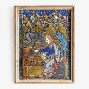 Medieval Demons of avarice art print, Weird medieval art, Medieval marginalia fine art print