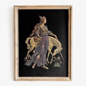 Lady with unicorn art print, Museum-quality Fine Art print