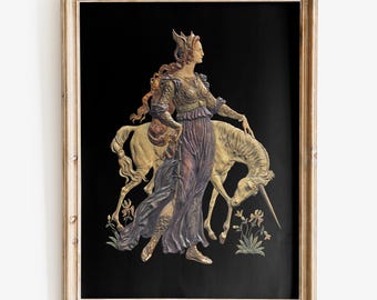 Lady with unicorn art print, Museum-quality Fine Art print