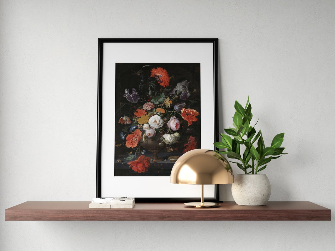 Black Floral Wall Art Fine Art Print Dutch Flower Painting Etsy
