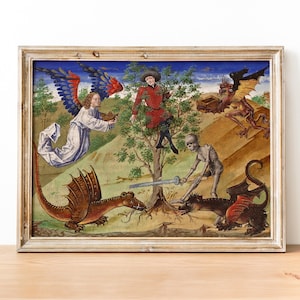 Medieval Art Print, Medieval weird art, Medieval marginalia