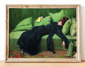 Toile Imprimée 'Jeune Décadente' De Ramon Casas - Impressionnisme, Format 40x60 Cm, Déco Chambre Ou Bureau