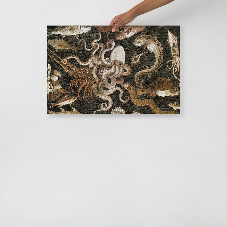 Mosaic of marine life art print, Pompeii Roman Mosaic Art print