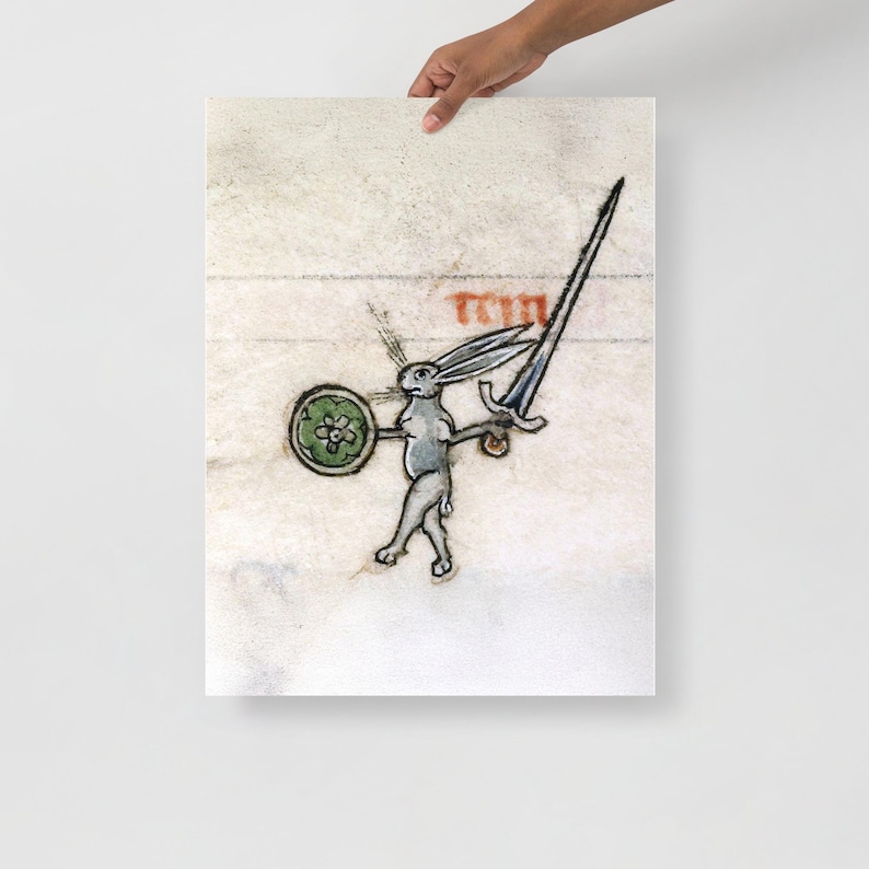 Medieval Warrior Rabbit Art Print, Medieval Weird Art, Medieval ...