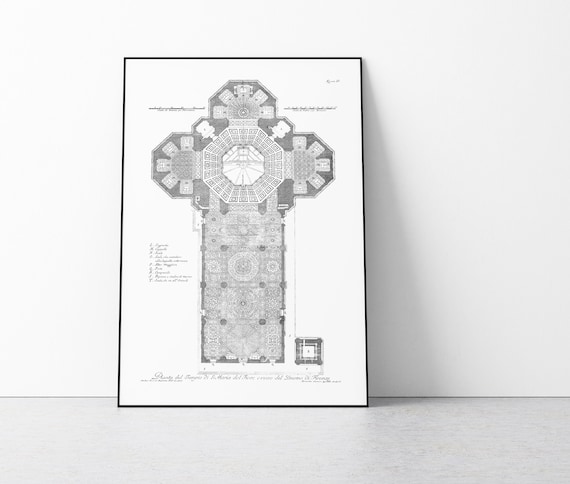 サンタ・マリア・デル・フィオーレの平面図ポスター、ドゥオーモの平面