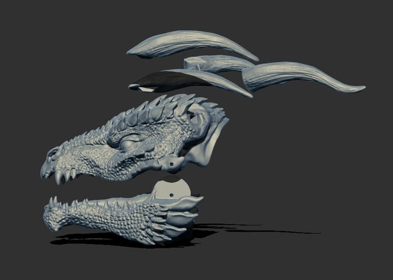 Fichier numérique, Dragon modèle 3D avec mâchoires mobiles, Fichier STL/OBJ  Télécharger, Art Dolls -  France