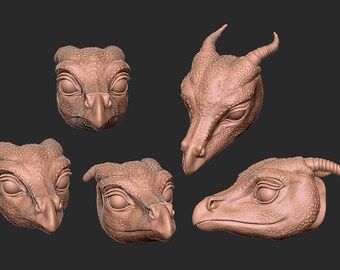 STL Occamy Heads 3D Files, Digital File, 3D Model, Download, Art Dolls