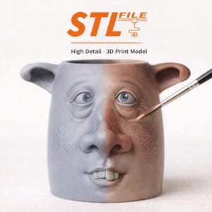 STL/OBJ file for 3D printing, ugly face, plant pot, planter, cup