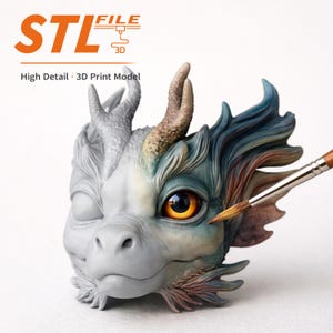 Digitale Datei, 3D Modell Drache, Datei STL Download, Art Dolls