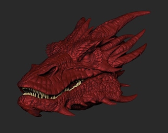 Digital File, Dache, inspired by Smaug 3D Model with movable jaw, File STL Download, Art Dolls