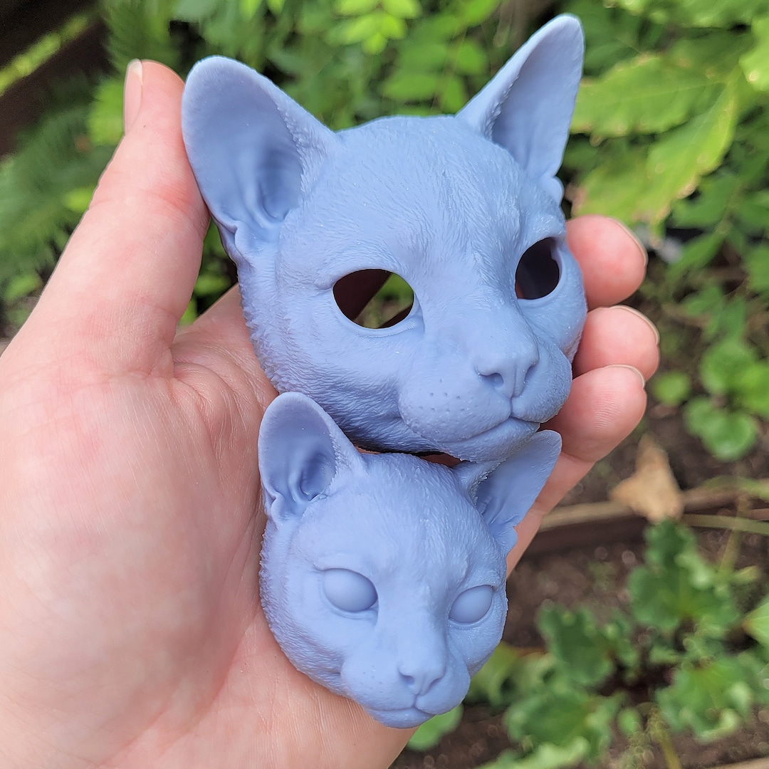 自分でペイントして加工するアートドールや彫刻用の猫の頭、DIY - Etsy