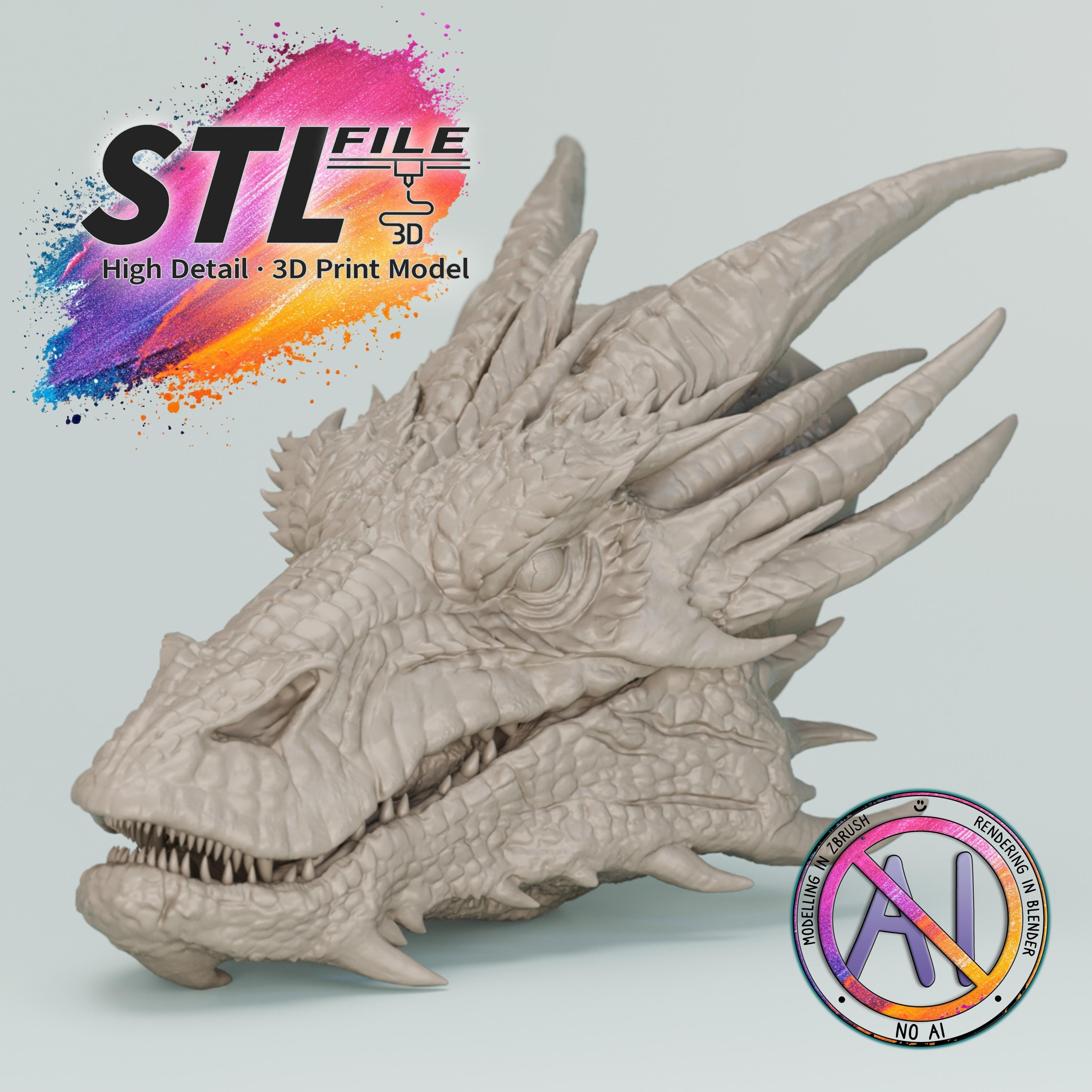 Dragon Head STL – Inspired by Smaug, 3D Model With Movable Jaw