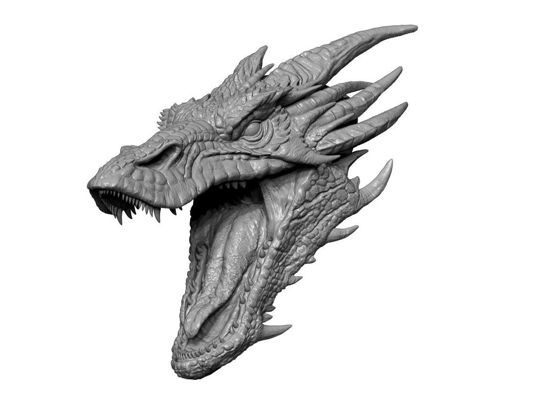 Inspired Smaug, dragon head with movable jaws for Art Dolls to paint and process yourself
