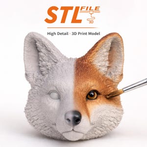 Digitale Datei, 3D Modell Fuchskopf, Datei STL Download, Art Dolls