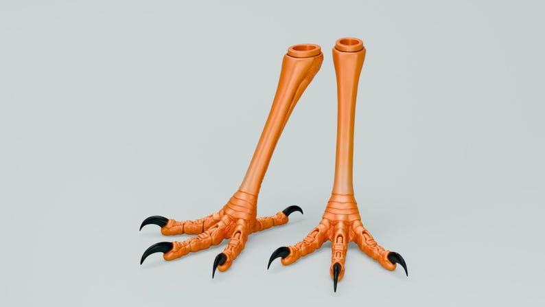 Bird legs for art dolls – digitally modeled, articulated 3D-printed parts with joints, DIY image 2