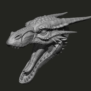 Digital file, 3D model dragon with movable jaw, file STL download, Art Dolls