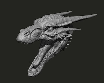 Digital file, 3D model dragon with movable jaw, file STL download, Art Dolls