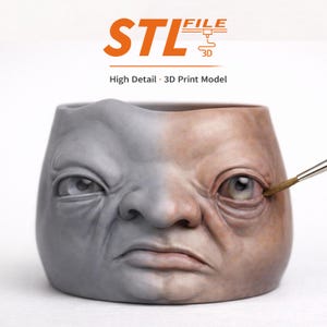 STL/OBJ file for 3D printing, ugly face, plant pot, planter, cup