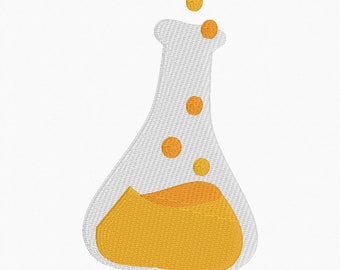 Science beaker flask chemistry // Machine Embroidery Digital File, pes, Instant Download, stem, biology